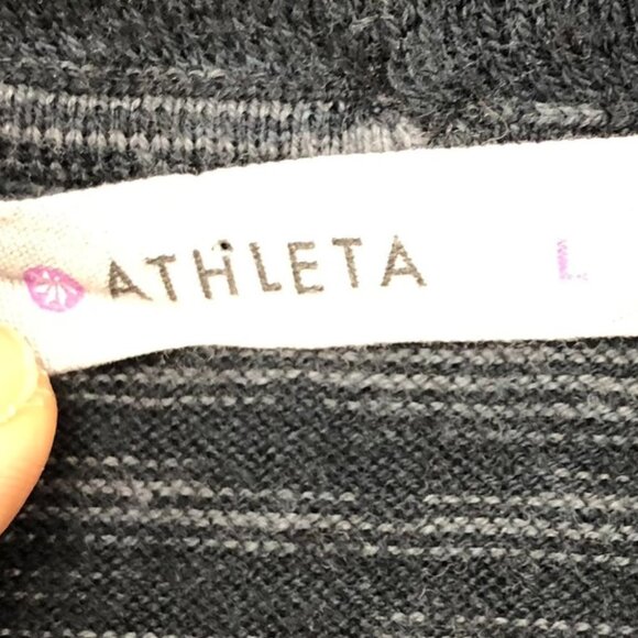 ATHLETA | gray space dye Ashland cowl neck ribbed hi low long sleeve sweater L - Picture 6 of 16